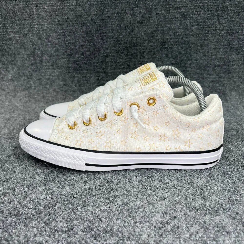 Converse All Star Street Slip Sneakers Girl's‎ 6 White Gold Star Athletic Shoes